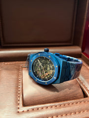Royal Oak Double Balance Wheel Open Blue Skeleton Dial Automatic Mens Watch