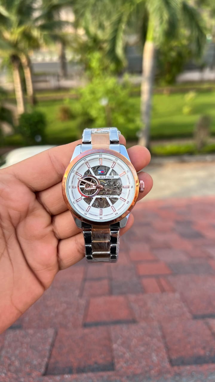 Tommy Hilfiger Automatic Skeleton Dial Men's Luxury Watch – Two-Tone Stainless Steel